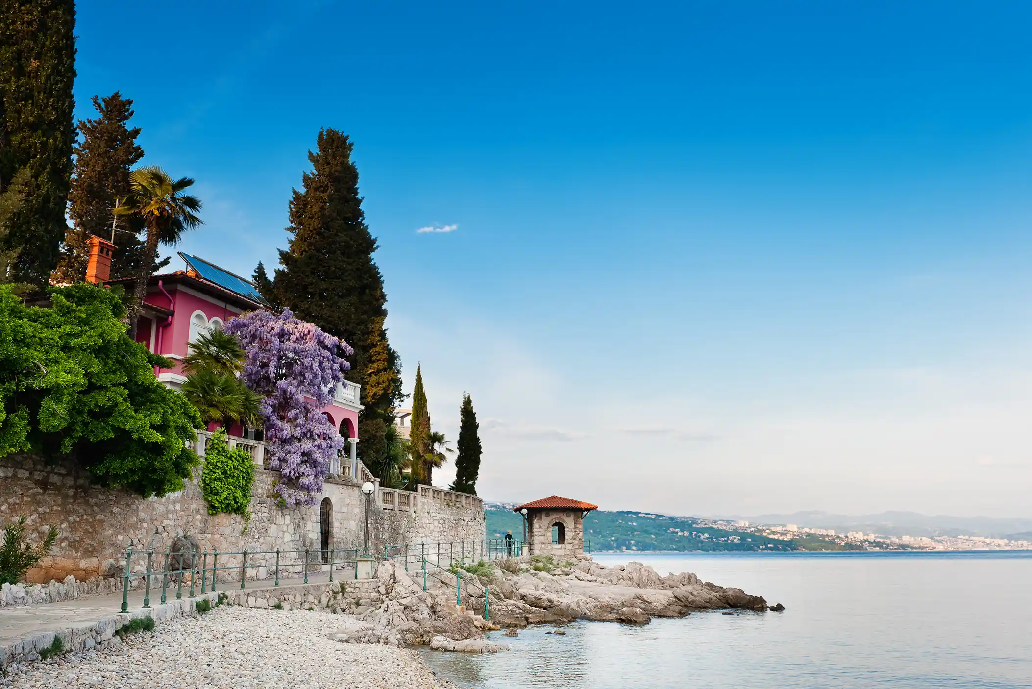 Villas on coast of Opatija Croatia.