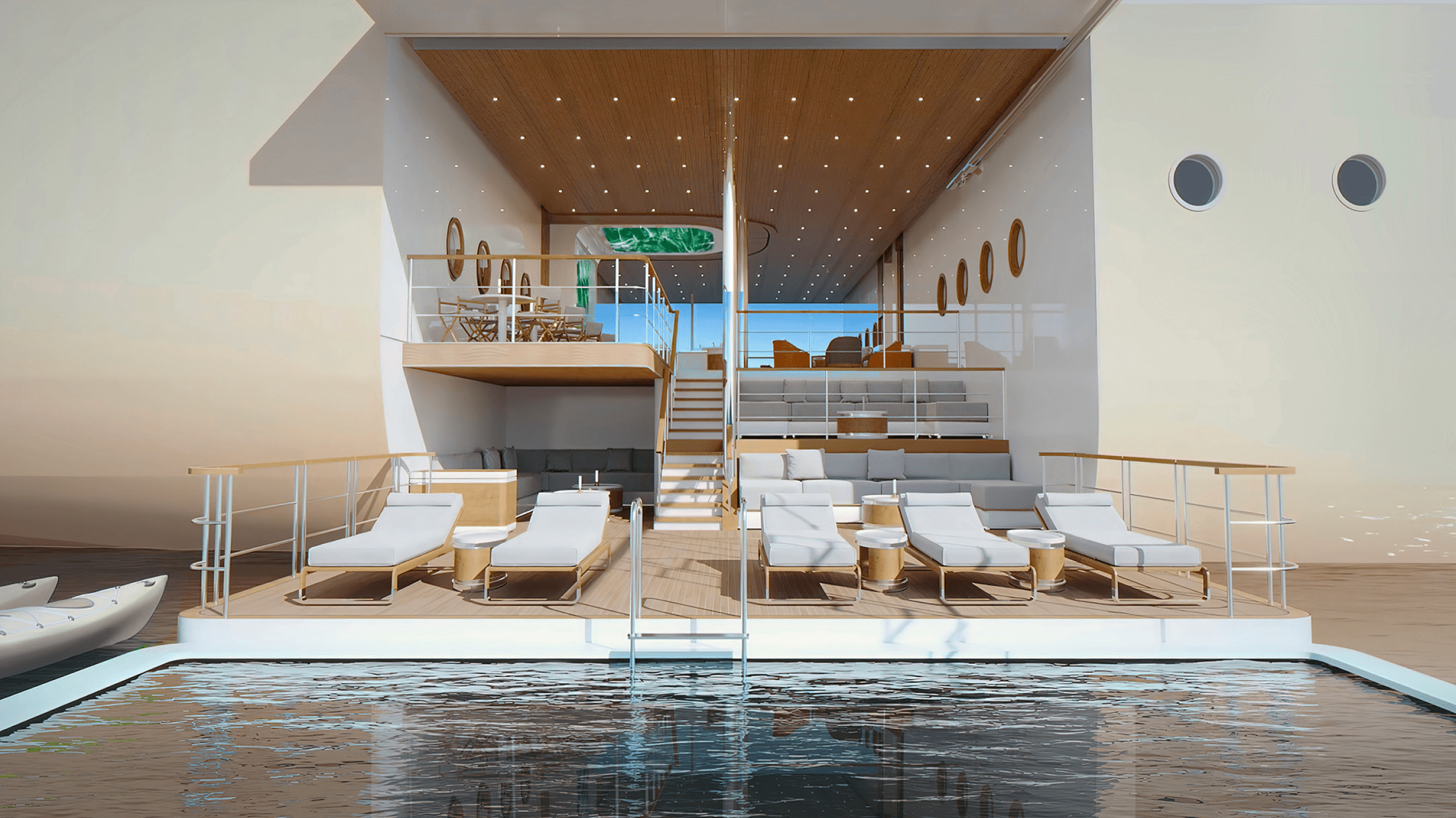 The floating dock of the Four Seasons Yacht luxurious yacht