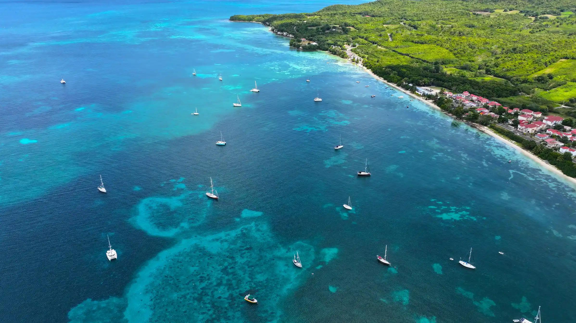 Aerial view of Tobago and Dominica