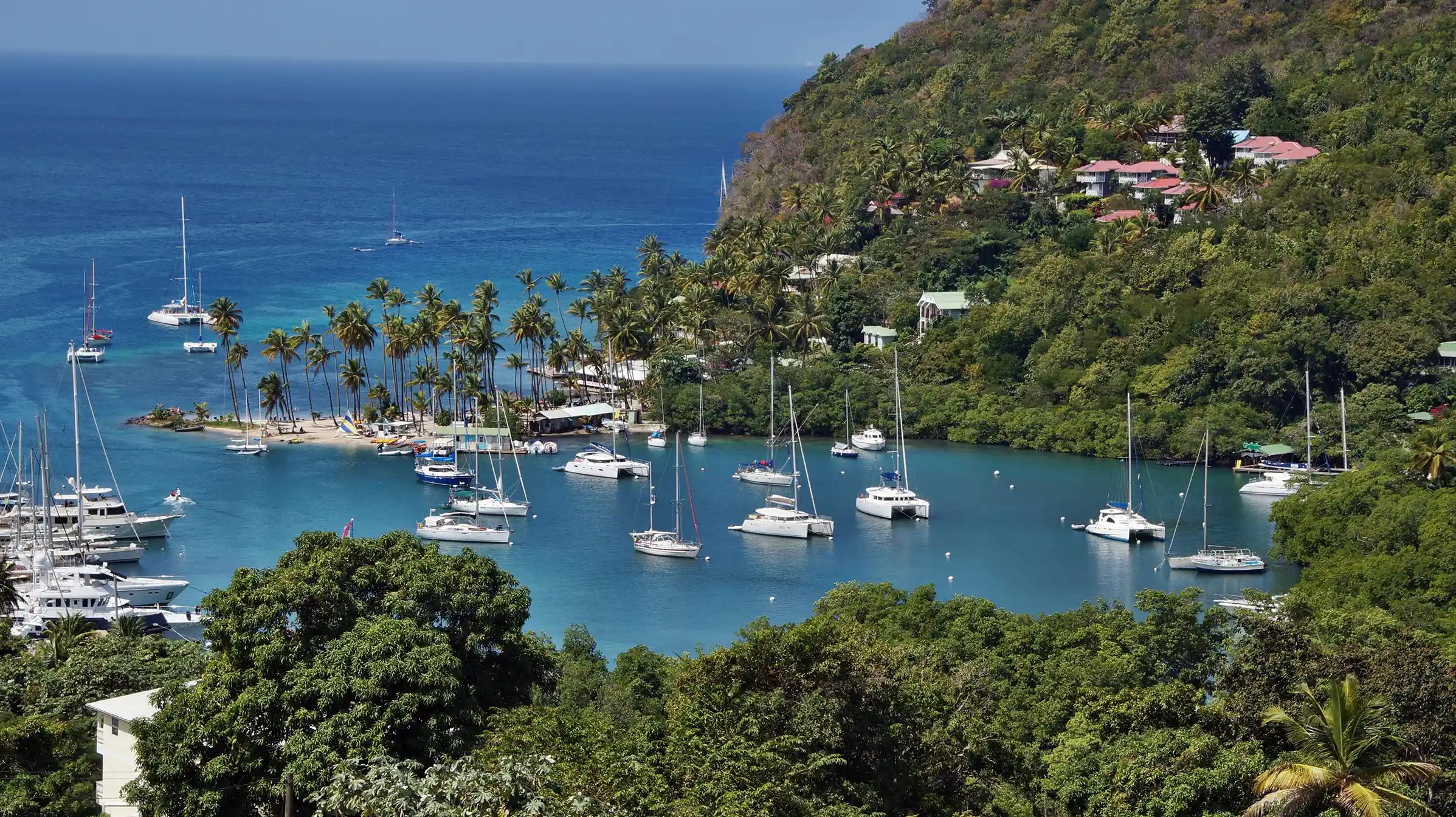 Aerial view of Marigot Bay