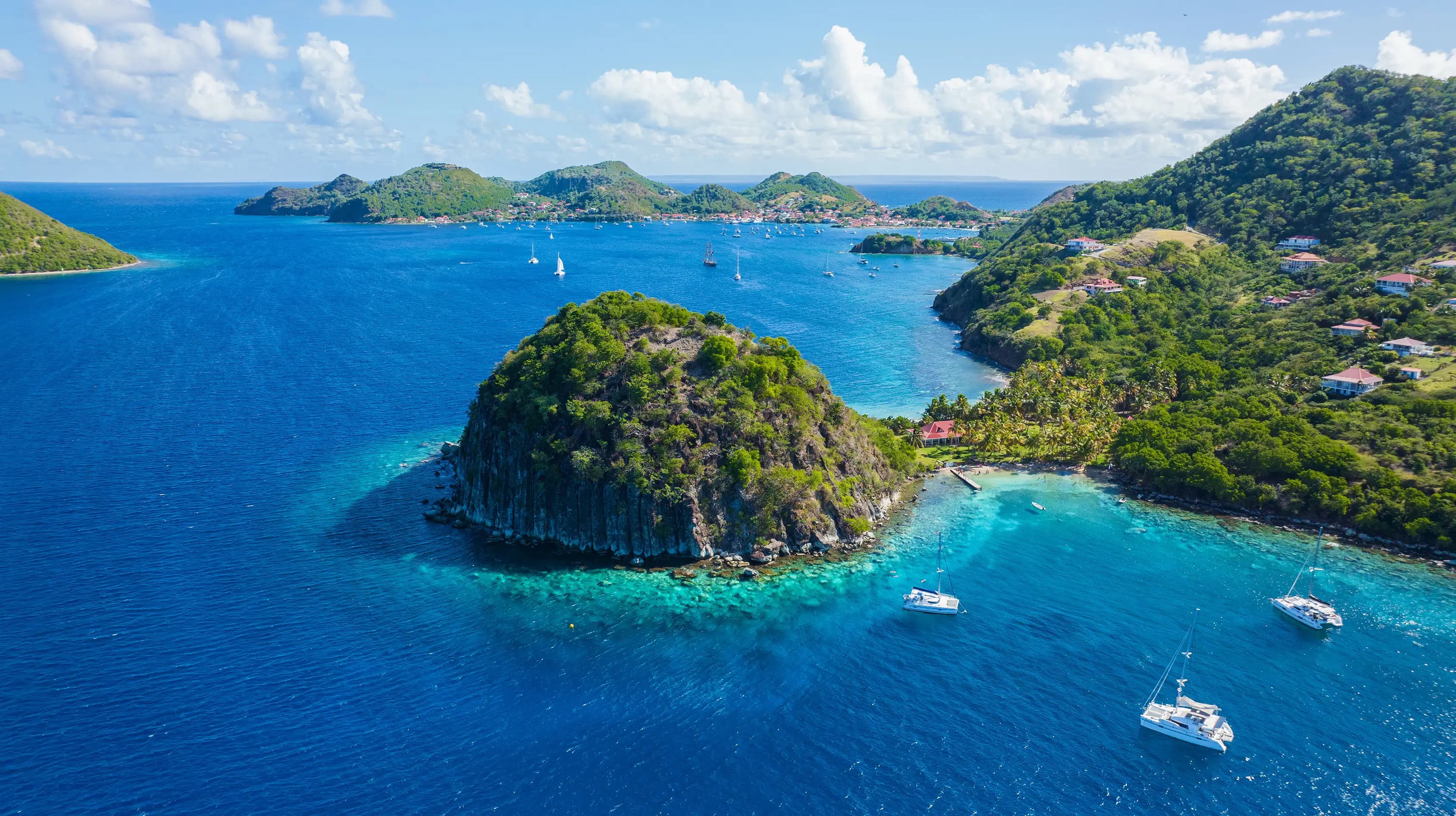 Aerial view of a Guadeloupe bay