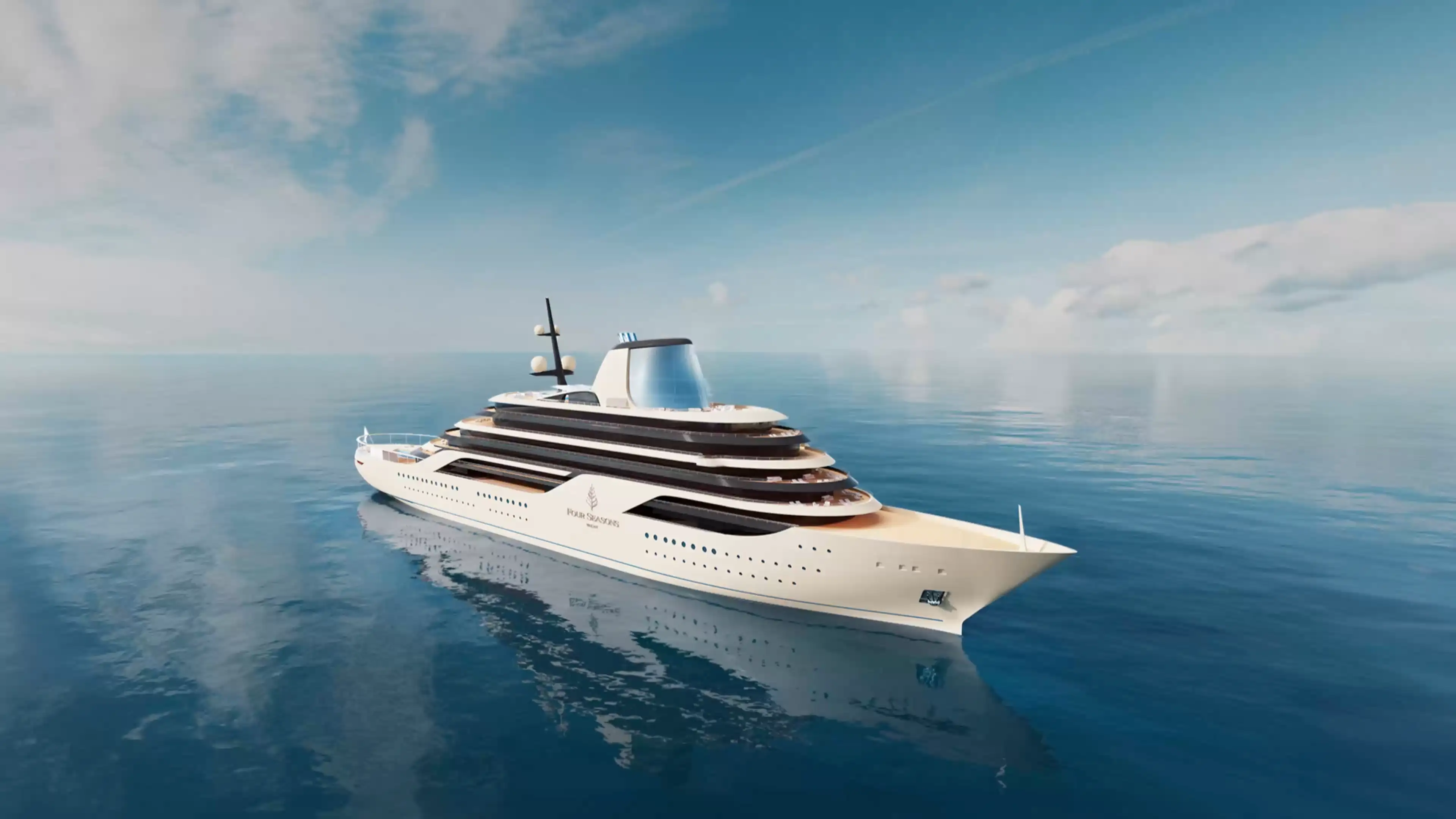 The Four Seasons Yachts high-end yacht sailing on the ocean